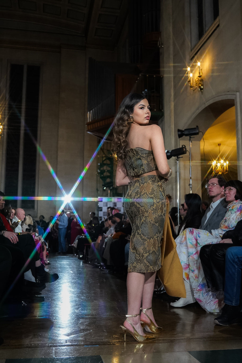 Brown Snake Print Pencil Skirt