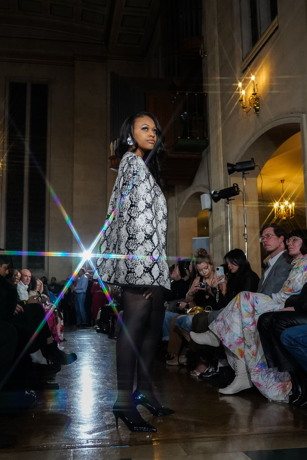 Black and White Snake Print Cape