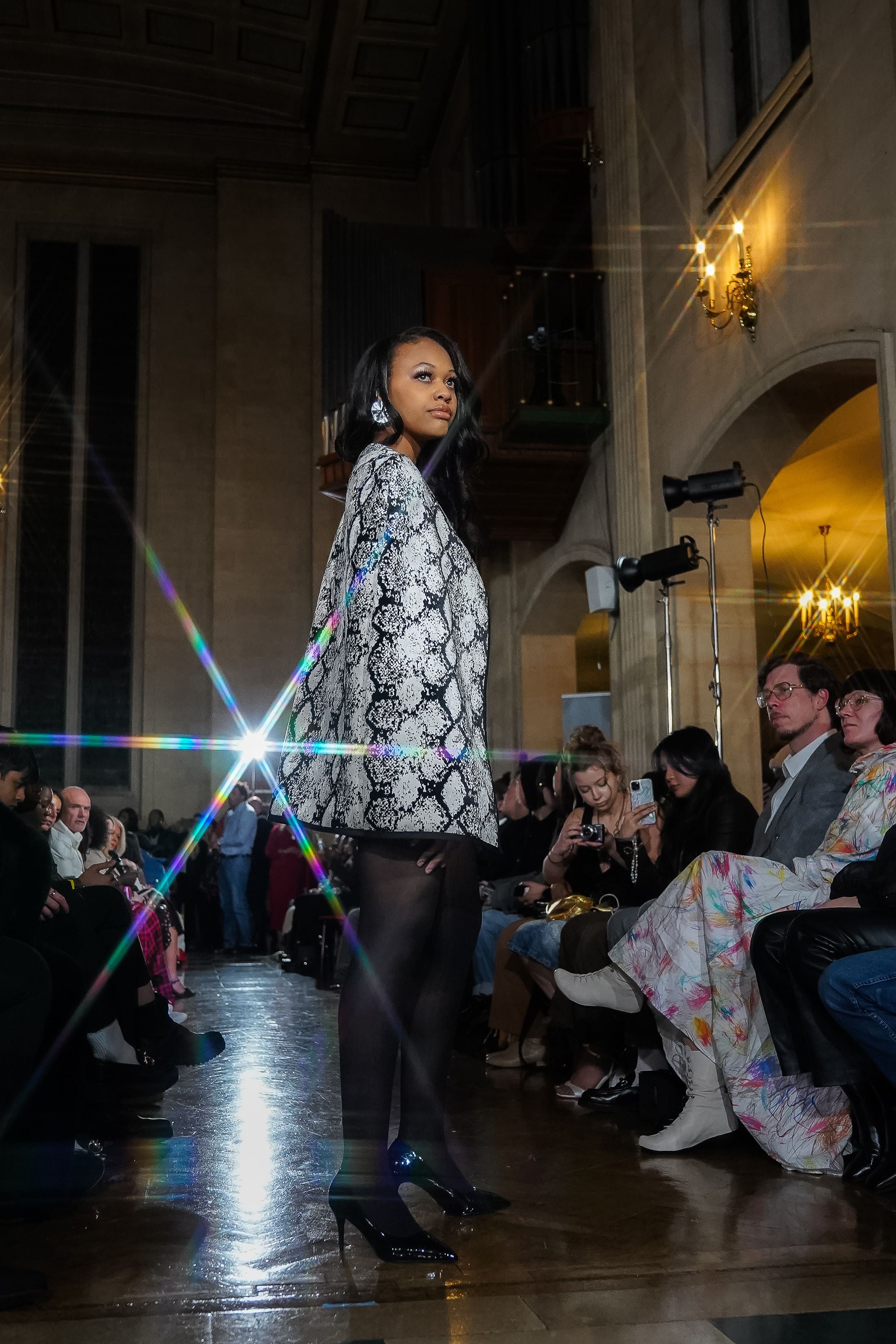 Black and White Snake Print Cape