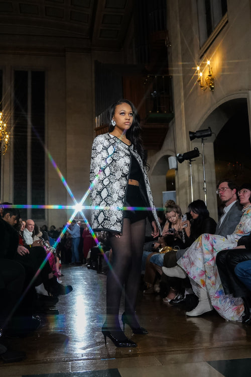 Black and White Snake Print Cape